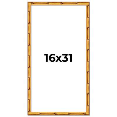 16x31 Frame Gold Bamboo Solid Wood Picture Frame | 1 Inch Moulding