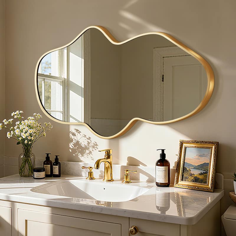 Irregular Wall Mirror Decorative Asymmetrical Wall Mirror - 24x39 - Gold
