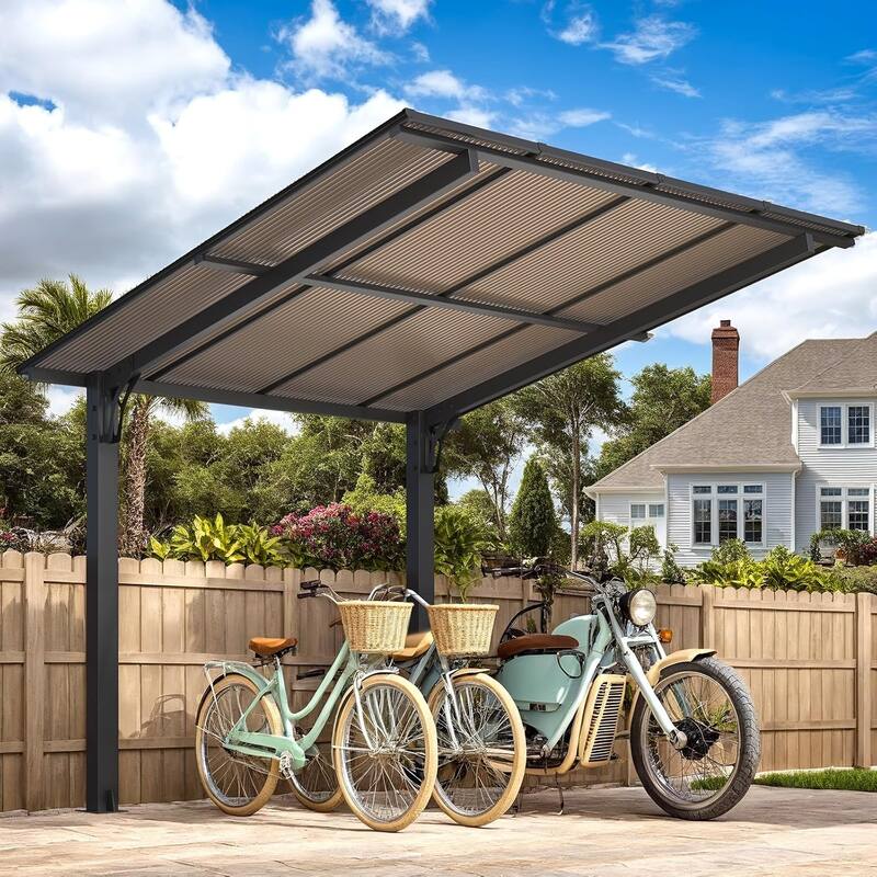 AECOJOY Outdoor Freestanding Gazebo for Patio, Lean to Hard Top Gazebo Carport Shelter Pergolas and Gazebos Clearance with Roof