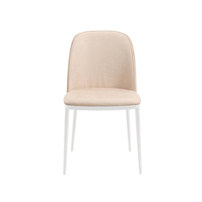 LeisureMod Tule Dining Chair with Upholstered Seat and White Steel Frame, Set of 2