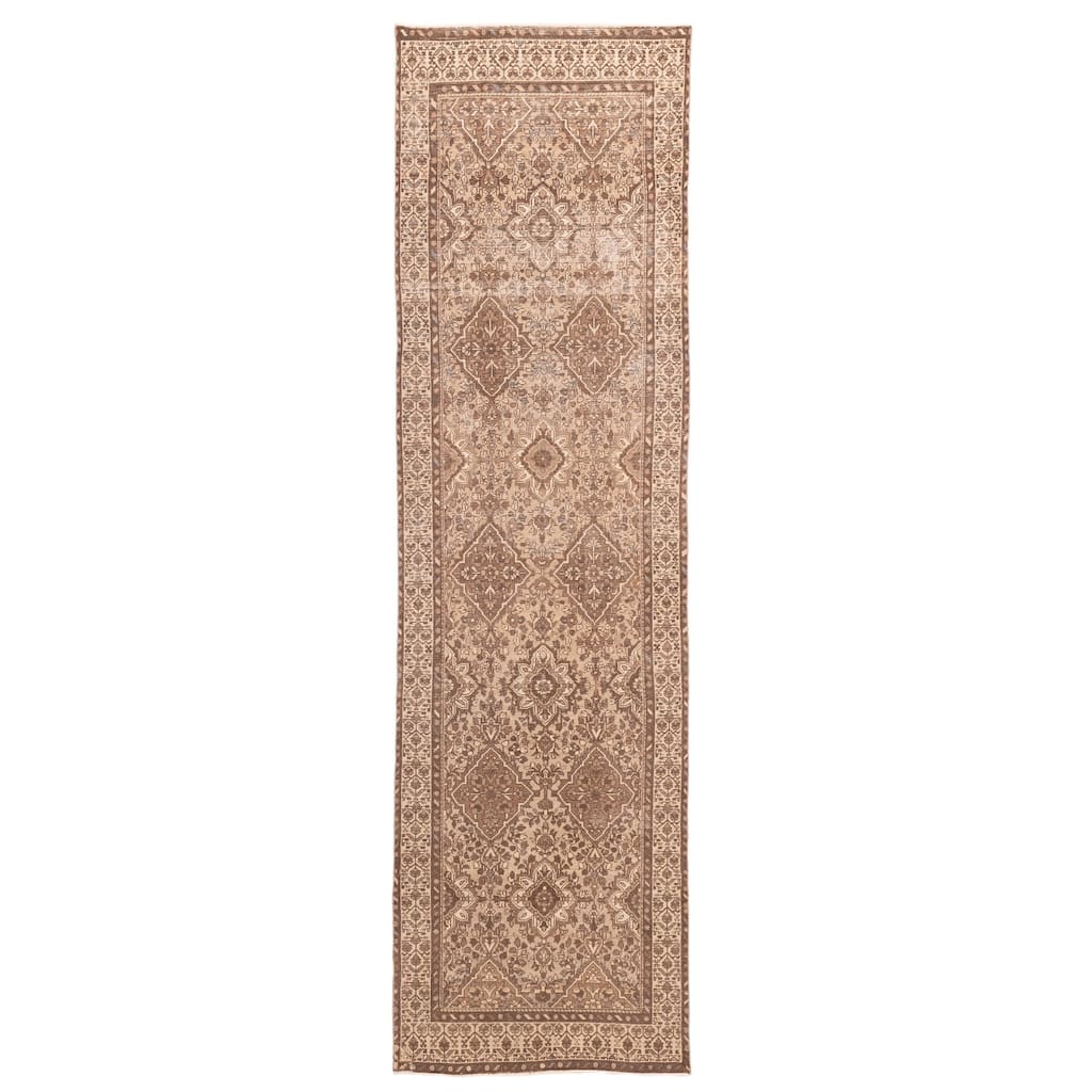 ECARPETGALLERY Hand-knotted Antalya Vintage Tan Wool Rug - 3'5 x 13'0
