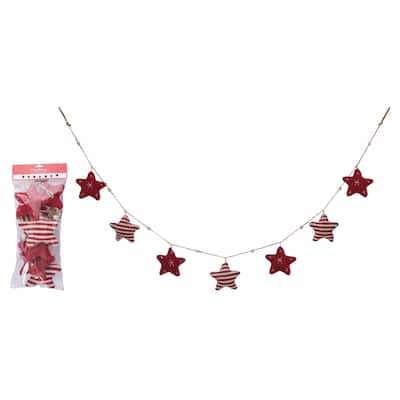 Transpac Polyester 72 in. Multicolor Christmas Cottage Star Garland