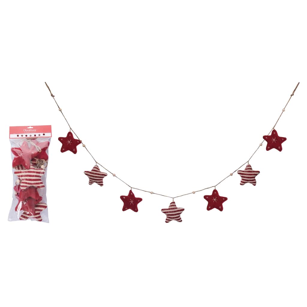 Transpac Polyester 72 in. Multicolor Christmas Cottage Star Garland