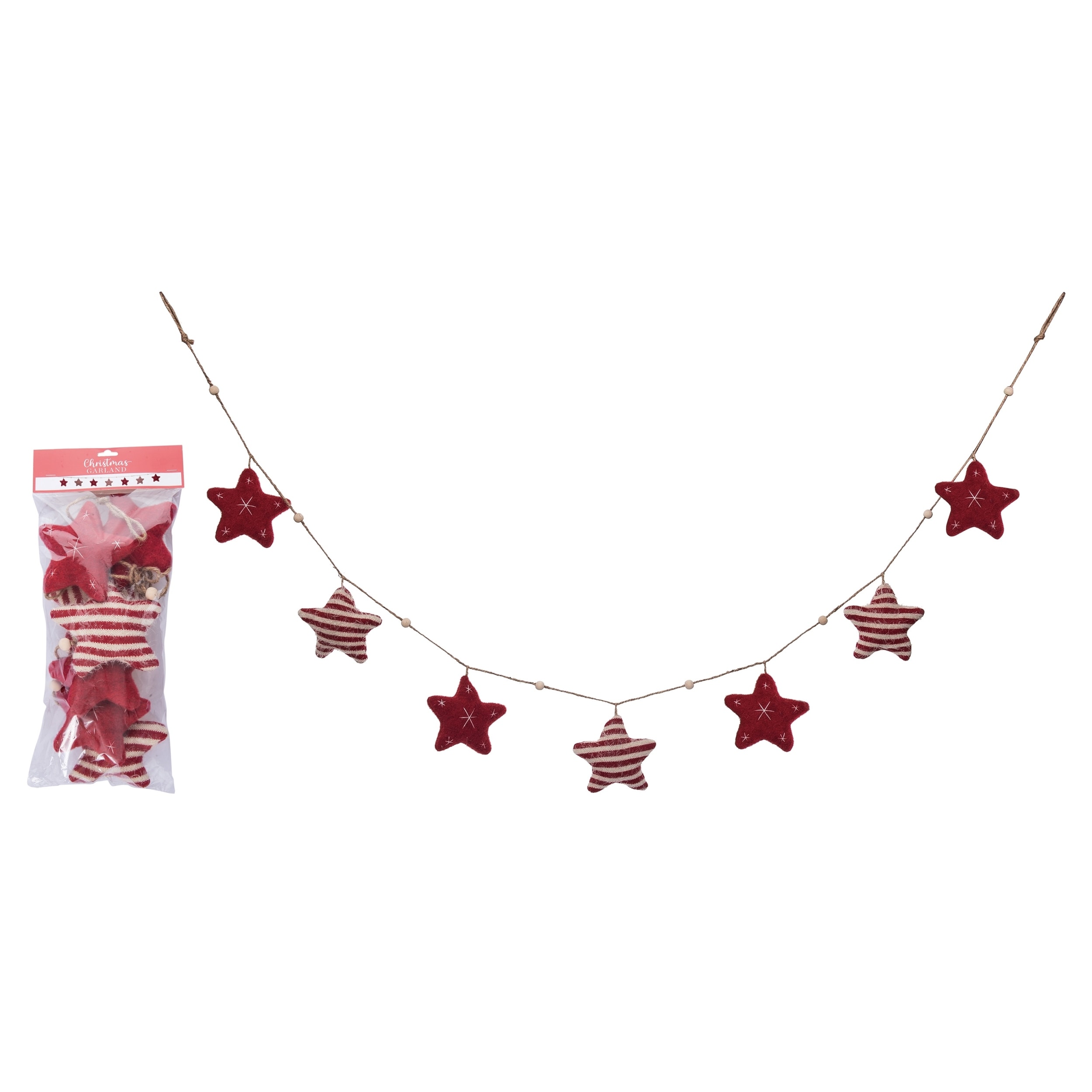 Multicolor Christmas Cottage Star Garland Plush Decorative Banner