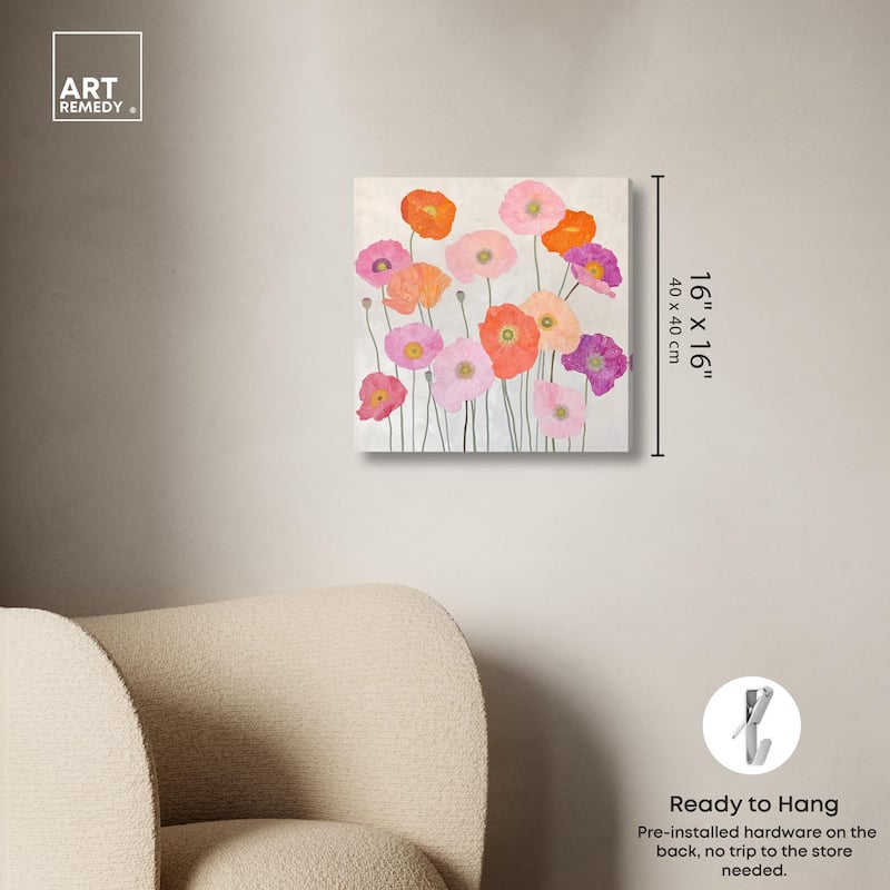 Sunset Poppy Chorus I Canvas by Art Remedy, Gallery Wrapped