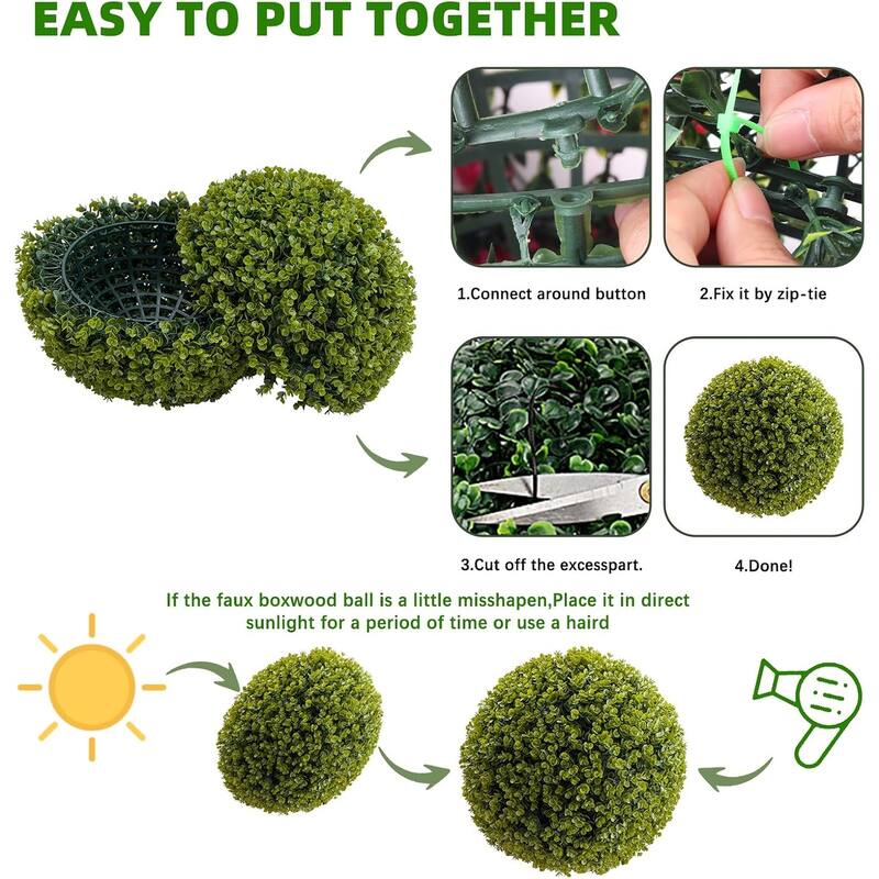 2Pcs Artificial Topiary Plant Balls, Faux Greenery Hanging Grass Ball