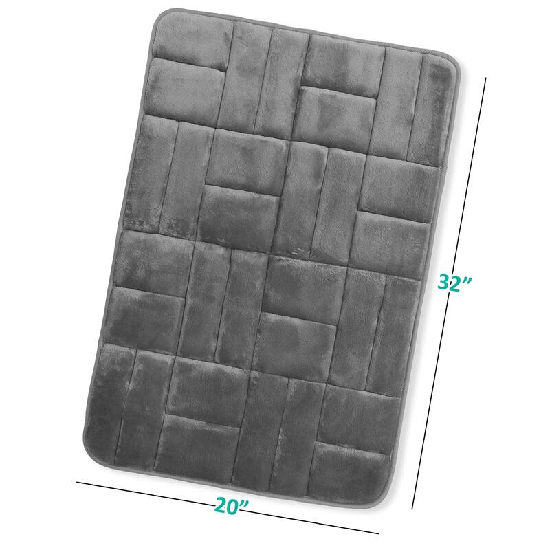 Clara Clark Ultra Soft Non Slip and Absorbent Bath Rug - Tiled Velvet Memory Foam Bath Mat