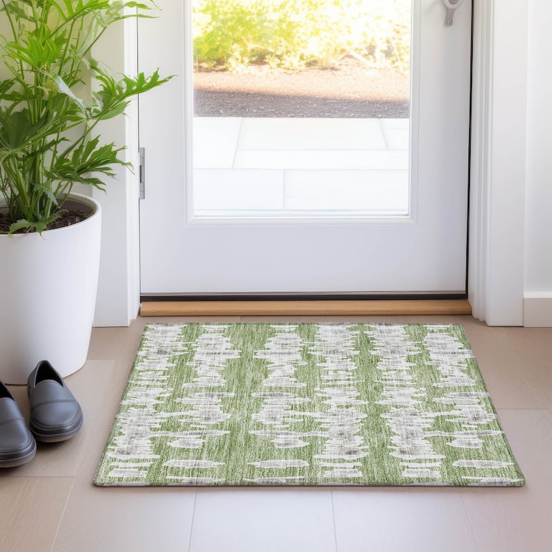 Premium Washable Super Soft Modern Pulse Mayfield Rug - Green - 1'8" x 2'6"