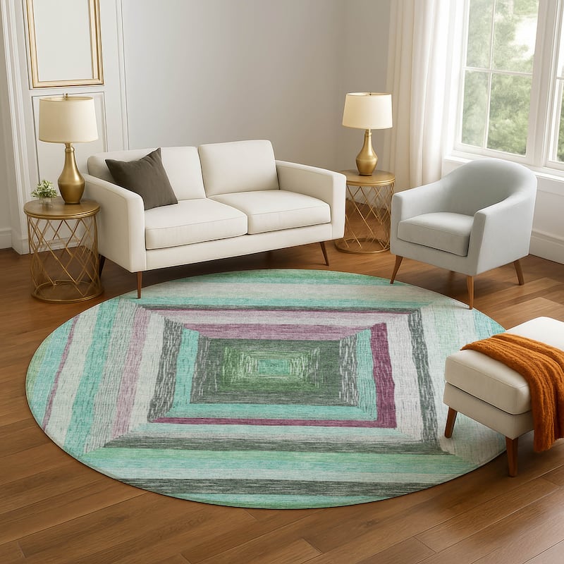 Premium Washable Super Soft Modern Dimensions Mayfield Rug - Teal - 8' x 8'