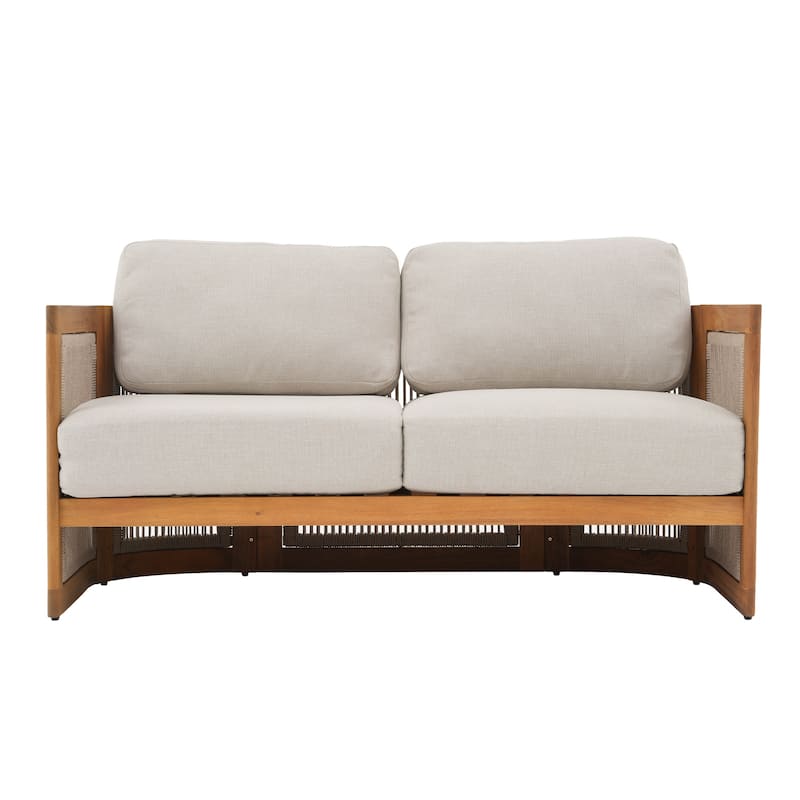 Outdoor 2-personWooden Conversation Sofa Set