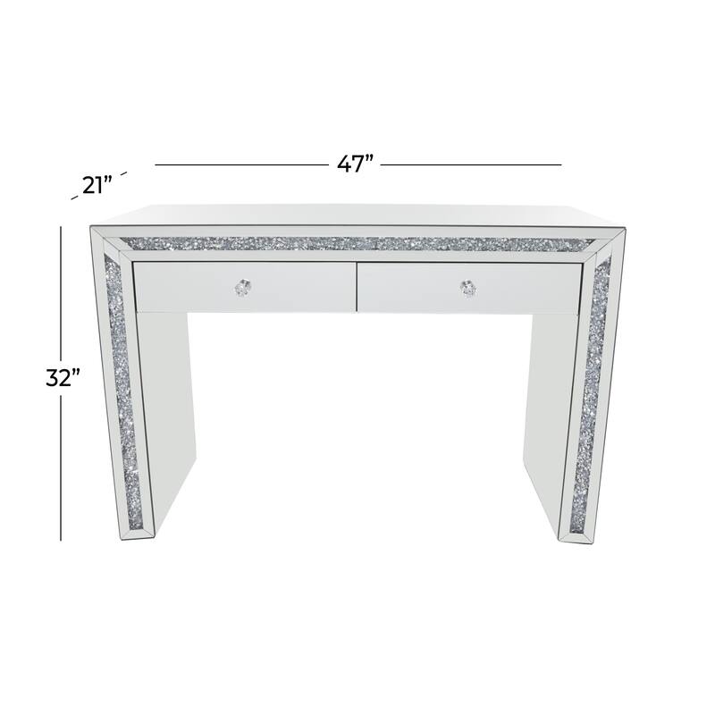 Wooden Mirrored 2 Drawers Console Table - Silver - Roche River Decor