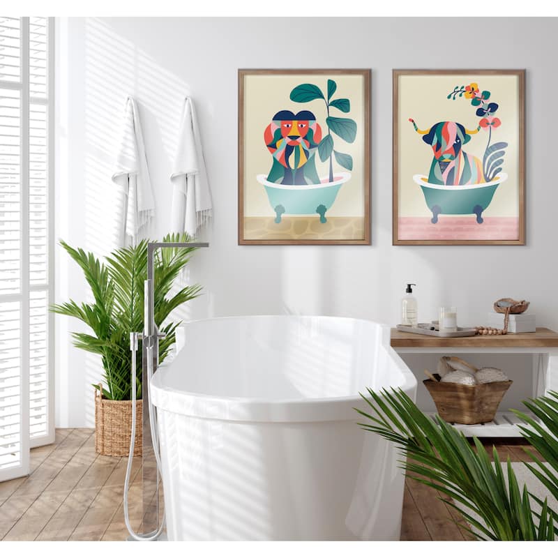 Kate and Laurel Blake MCM Cow Bathtub Printed Glass by Rachel Lee