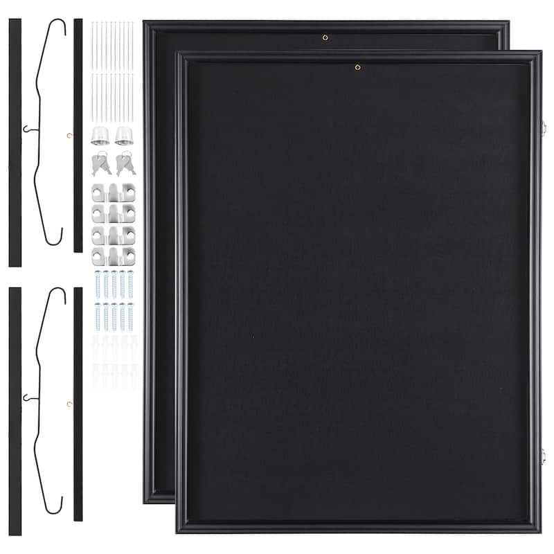 Sports Card Display Case Lockable Wall Cabinet for Football Basketball Hockey Trading Card - 23.3 x 31.2 x 1.5 inches 2PCs