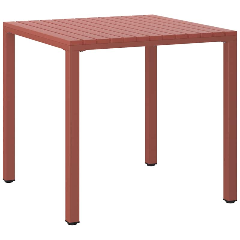 Frond and Form 31.5 Inch Outdoor Square Dining Table with Metal Frame - Red