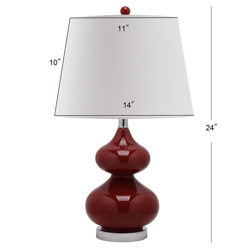 SAFAVIEH Lighting Kimberely 24-inch Double Gourd Glass White Table Lamp (Set of 2) - 14"x14"x24" - 14Wx14Dx24H