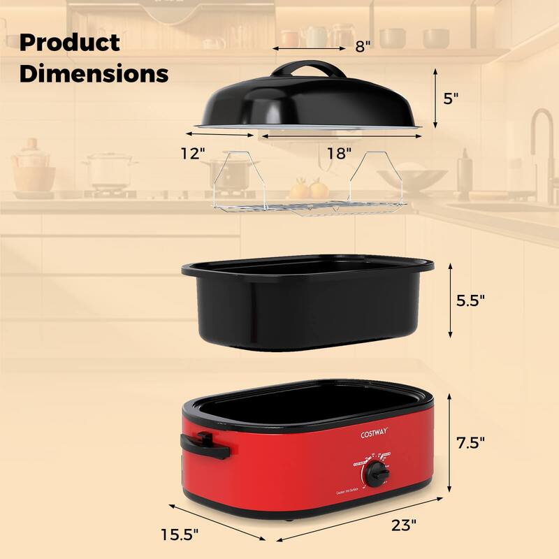 Costway 18 QT Electric Roaster Oven with Self-Basting Lid, Removable - See Details