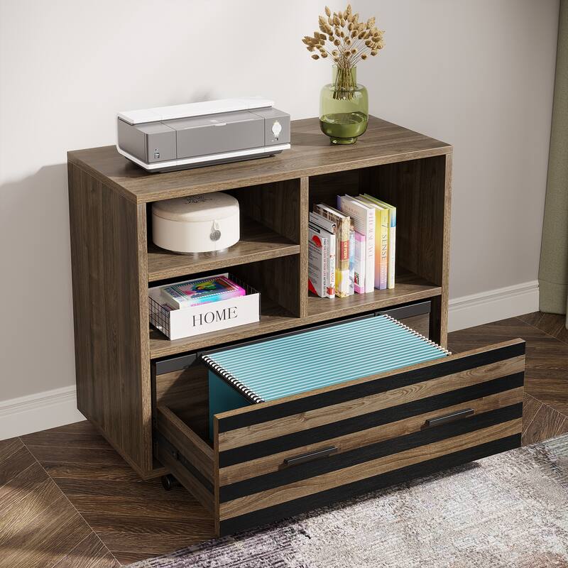 62.2" Executive Desk with Mobile File Cabinet, L-Shaped Office Desk
