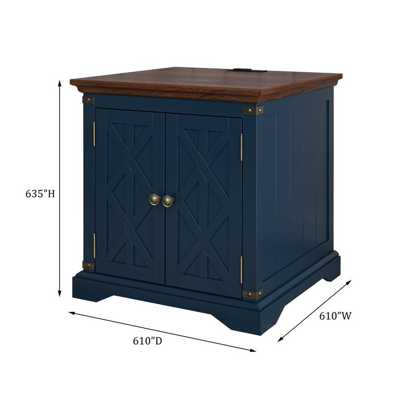 Farmhouse End Table with Charging Station - 25" in Height