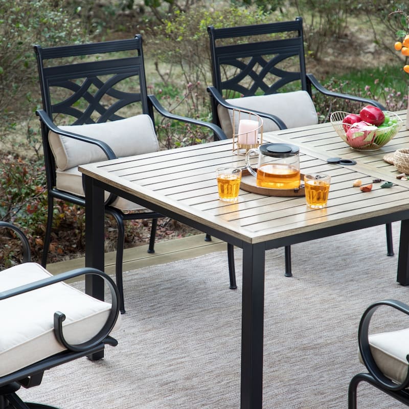 MAISON ARTS 7/5-piece Patio Dining Set, 6 Metal Patio Dining Chairs and 1 Metal Dining Table