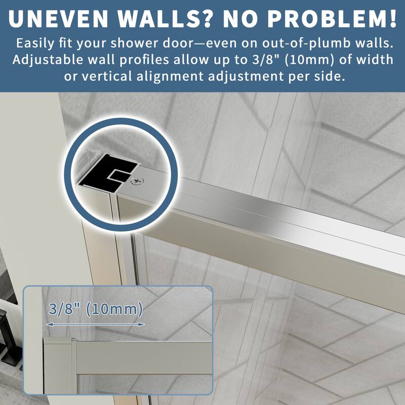 56-60" Bathtub Pivot Shower Screen Door - 60''x 71''