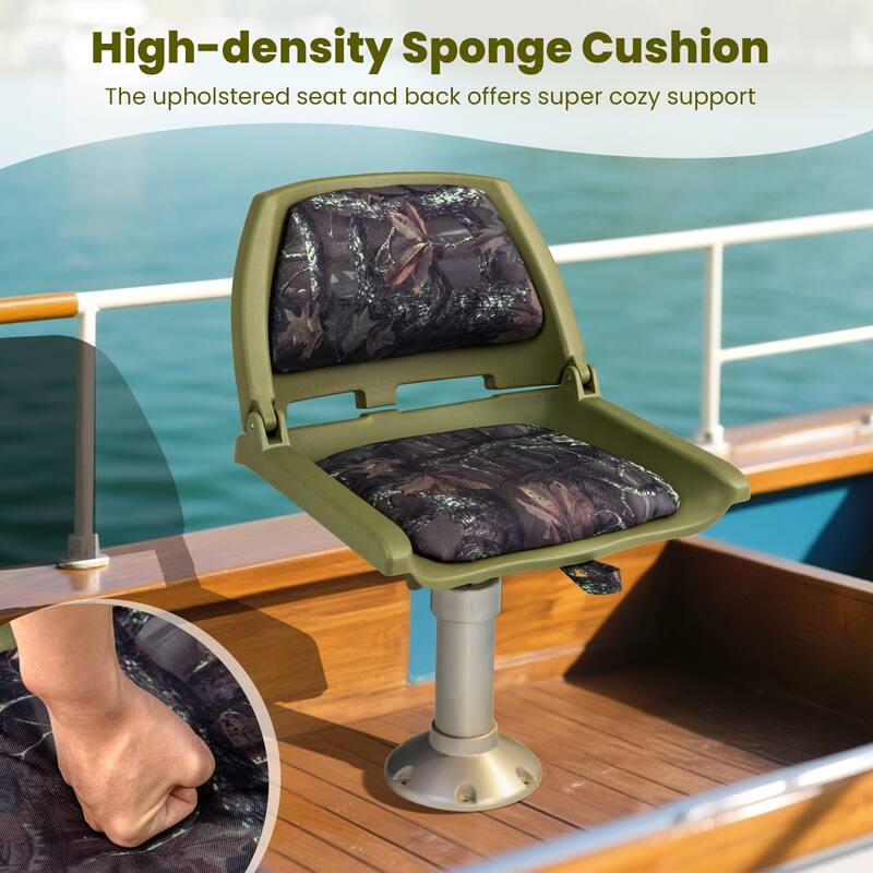 Gymax Folding Fishing Boat Seat w/High-density Sponge Cushion PVC