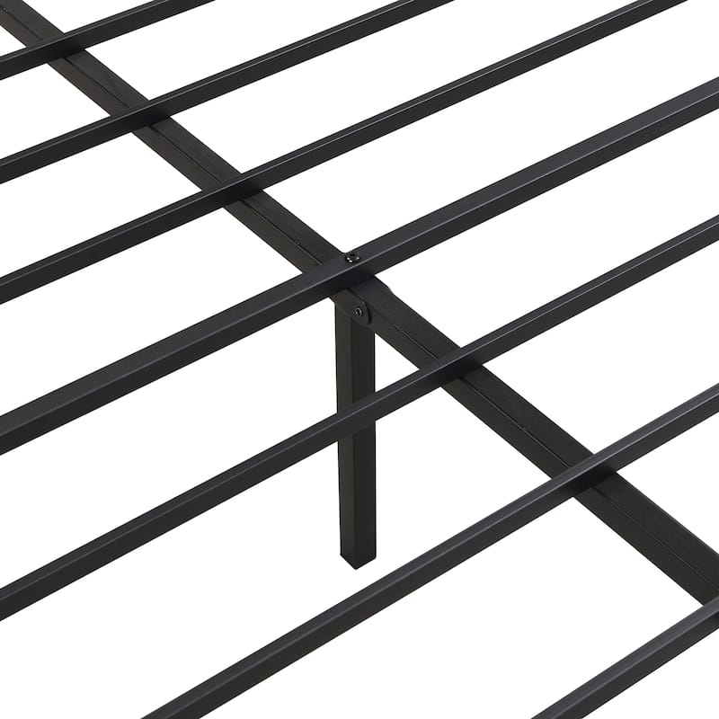 Metal bed frame, Headboard with wood panel decoration