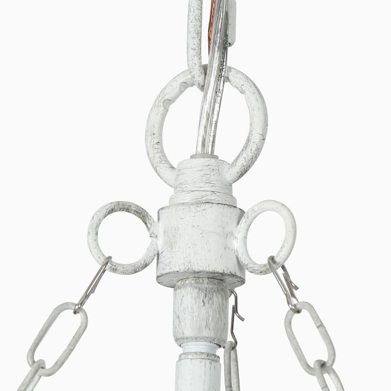 Farmhouse 3-Light White Wood Chandelier 3-Tiers Empire Pendant Lights - 18.5 "