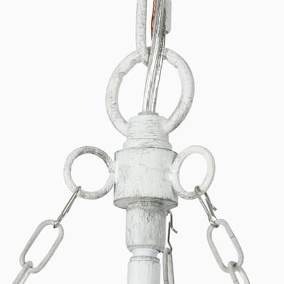 Farmhouse 3-Light White Wood Chandelier 3-Tiers Empire Pendant Lights - 18.5 "