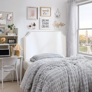 DormCo Bevel Tack Plush White Full/Full XL Outlet Headboard with Legs