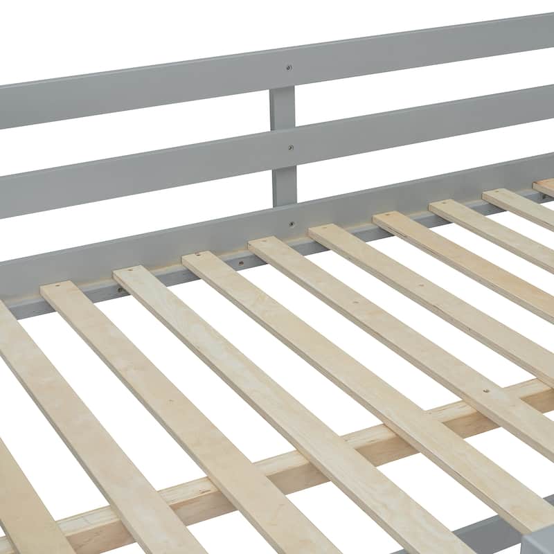 Full Over Full Bunk Bed with Ladder, Gray
