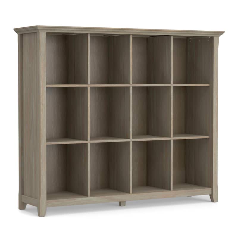 WYNDENHALL Normandy SOLID WOOD 48 inch x 57 inch Transitional 12 Cube Storage - 57"w x 15.75"d x 48"h