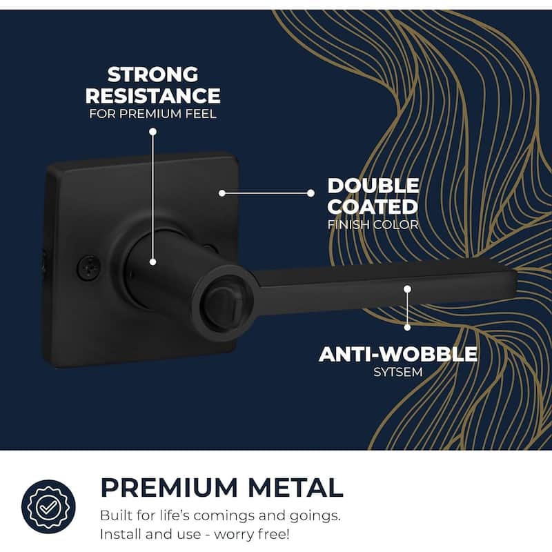 Stylware Maven Square Door Handles Lever | Reversible Handing for Standard Door Sizes | Interior Privacy, Passage & Dummy Use