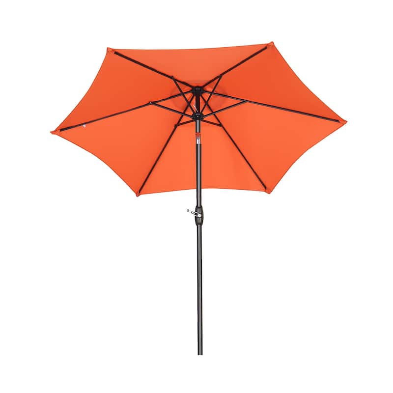 Ainfox 7.5FT Patio Umbrella Crank Lift Push Button Tilt Without Base Ourdoor Hexagonal Umbrella