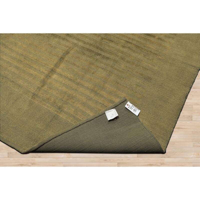 8'5''x11'10'' Hand Knotted Wool Olive Tibetan Modern & Contemporary Ribbed Rug - 8' 5'' x 11' 10''