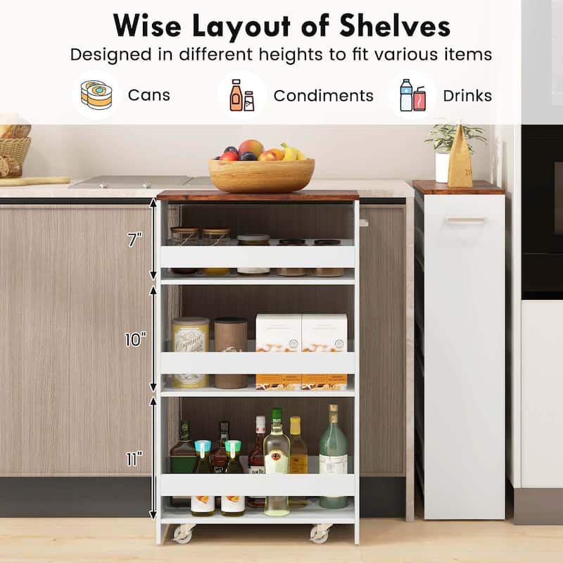 Costway 4-Tier Rolling Storage Cart 8" Slim Kitchen Cart on Wheels