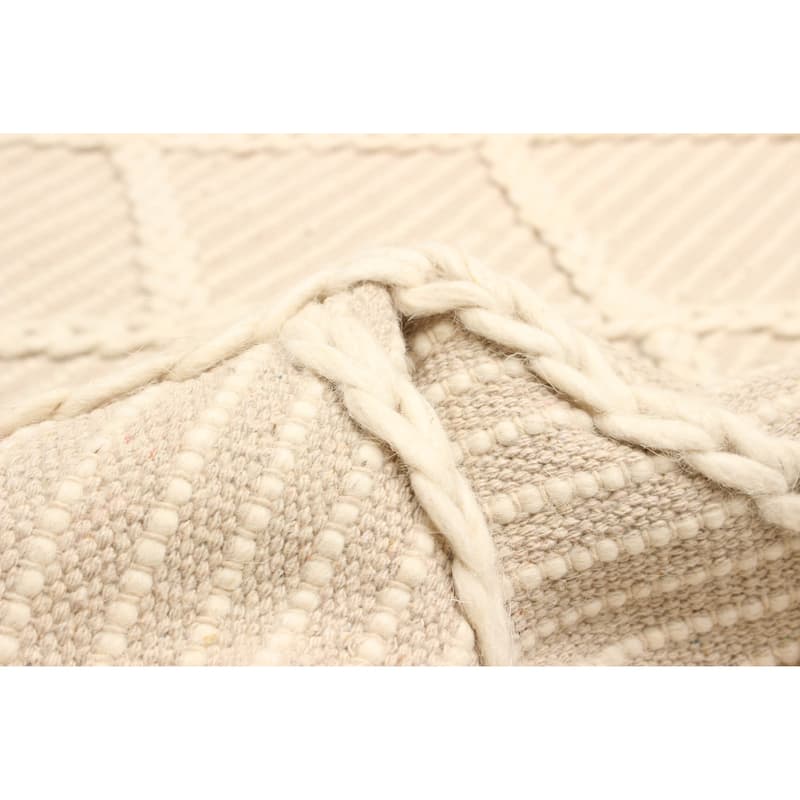 ECARPETGALLERY Braid weave Sienna Tan Wool Rug - 4'9 x 8'3