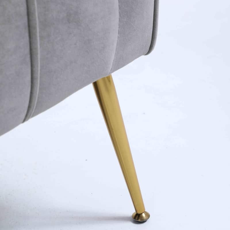 Modern Upholstered Accent Chair with Ottoman and Metal Legs for Living Space