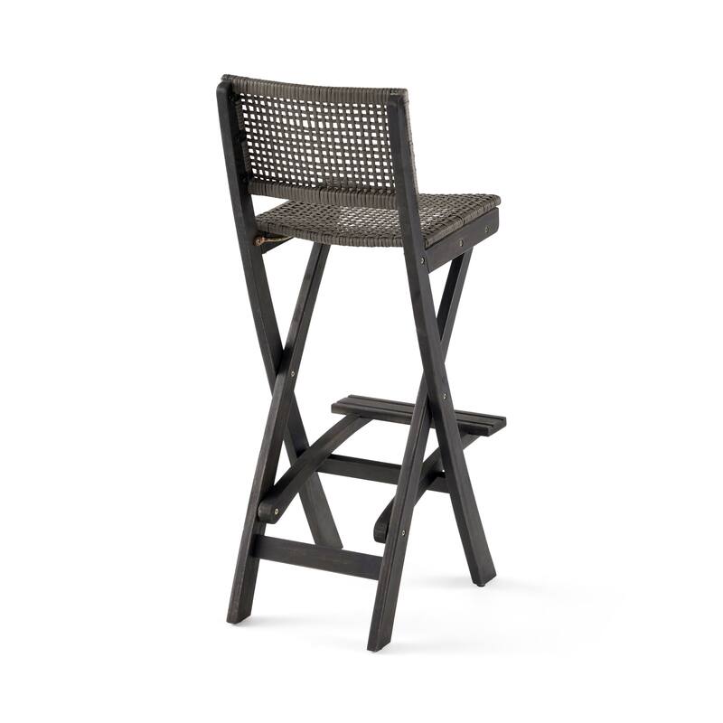 Polaris Acacia Wood Outdoor Folding Barstools (Set of 4) by Christopher Knight Home