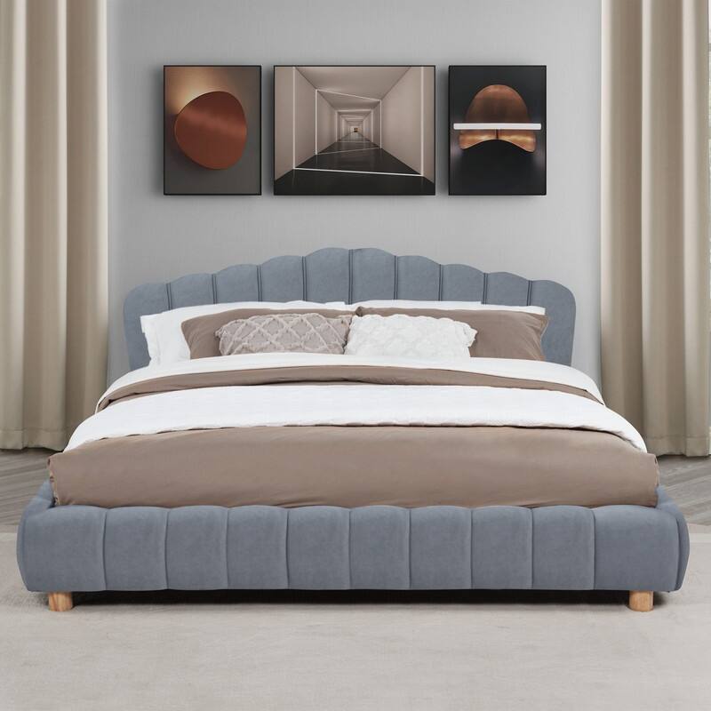 Best Master Furniture Tranquil Retreat Velvet Upholstered Platform Bed