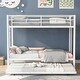 preview thumbnail 3 of 6, White Twin Over Twin Metal Bunk Bed with Trundle, Ladders, Easy Assembly
