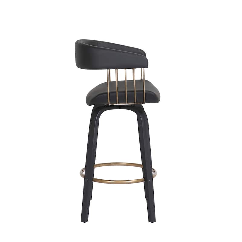 26" Black Faux Leather Swivel Counter Height Bar Chair