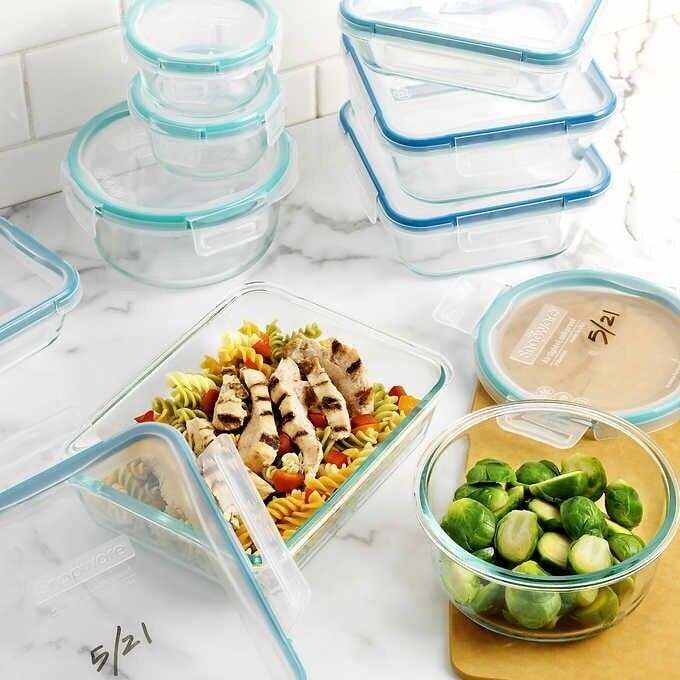 18 Pcs Snapware Pyrex Glass Food Storage Set - Clear