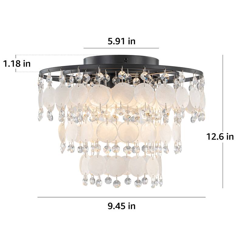 Starsky Coastal 3-Light Tiered Shell Flush Mount