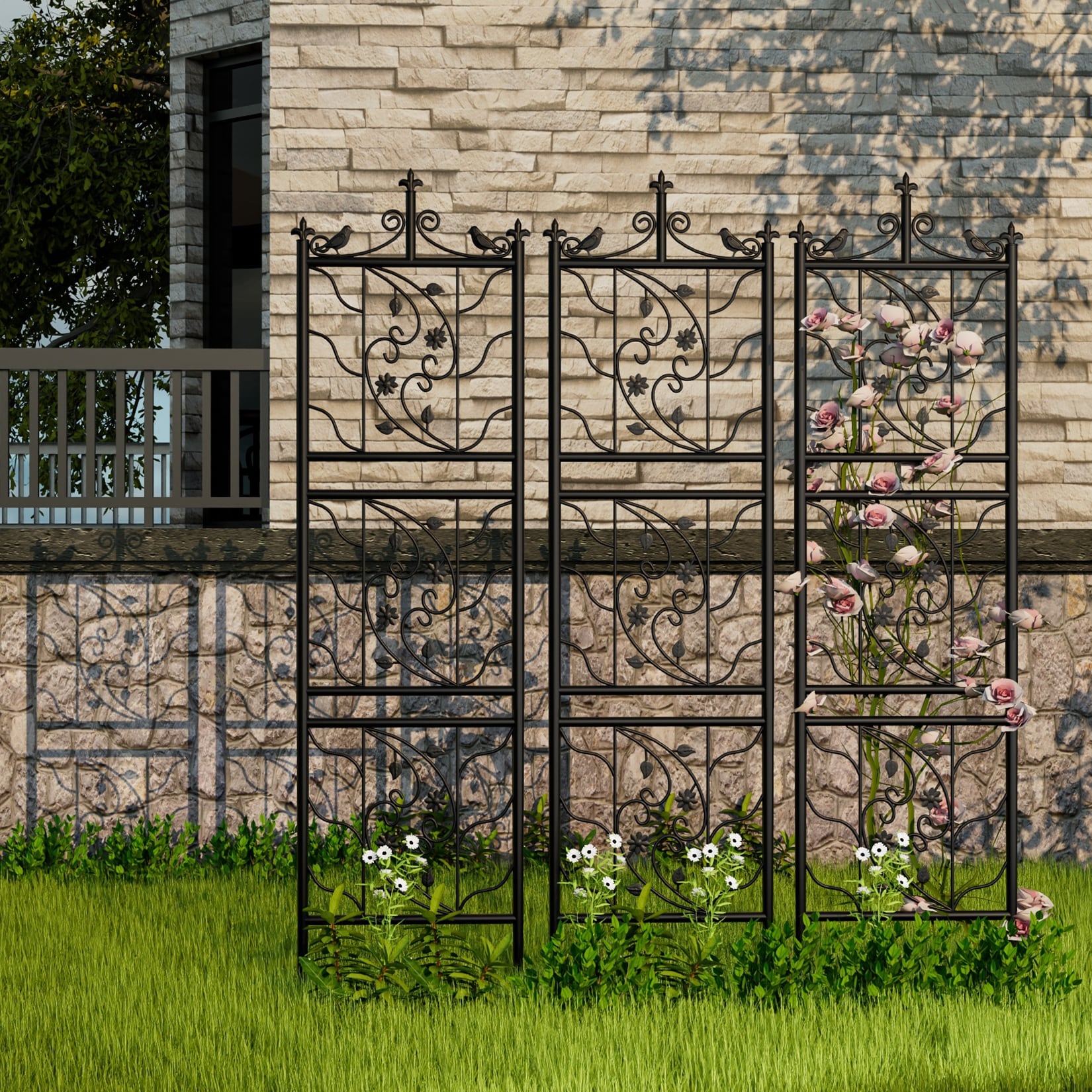 2 Pack Metal Garden Trellis for Outdoor Patio Climbing Plants - 19.7x76.8 inch