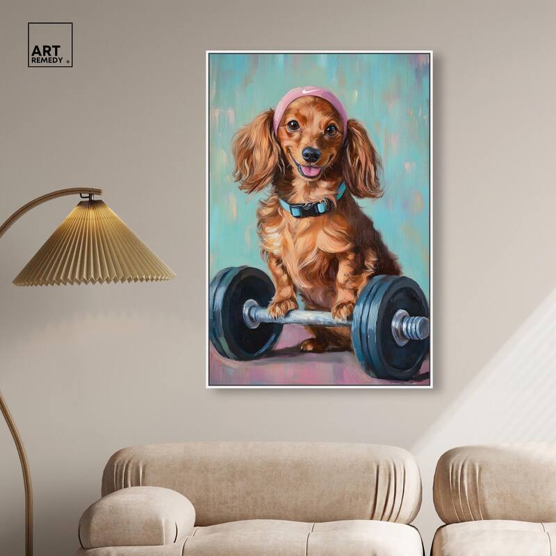 Cute Doxxie Work Out Canvas by Art Remedy