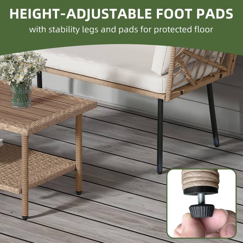 Moasis Outdoor Patio All-Weather Wicker Loveseat/Bistro Set/Sectional Sofa with Cushions and Lumbar Pillows