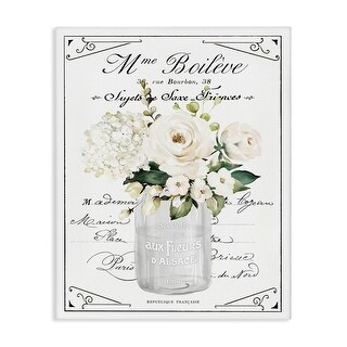 Stupell French White Flowers & Cursive Canvas Wall Art Design By ...