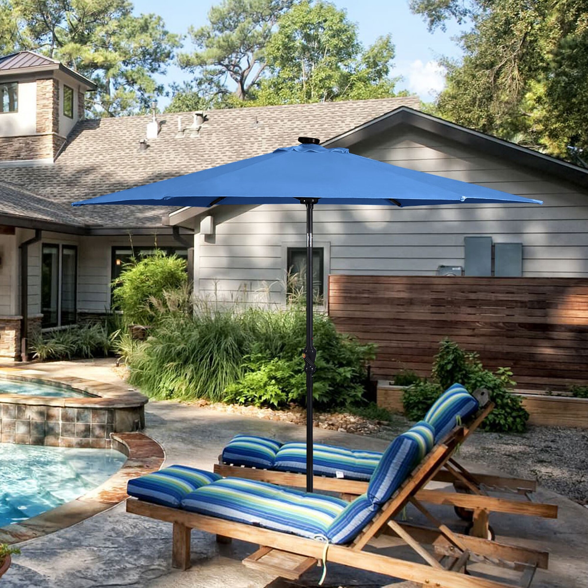 Costway 9FT Patio Solar Umbrella LED Steel Tilt With Crank - On Sale - Bed  Bath u0026 Beyond - 31576069