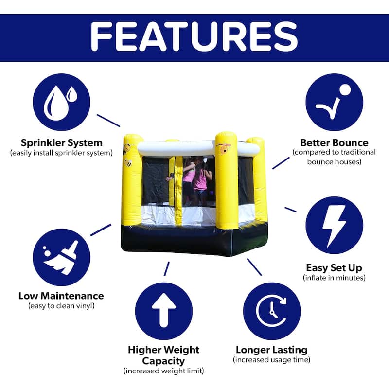 HeroKiddo Busy Bee Inflatable Bounce House for Kids & Toddlers (with Air Blower), Outdoor Indoor Play Bouncy Jumper - Kids