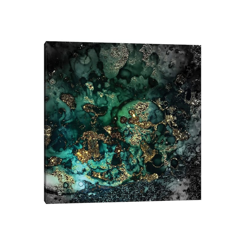 iCanvas "Emerald And Gold Marlble" by UtArt Canvas Print